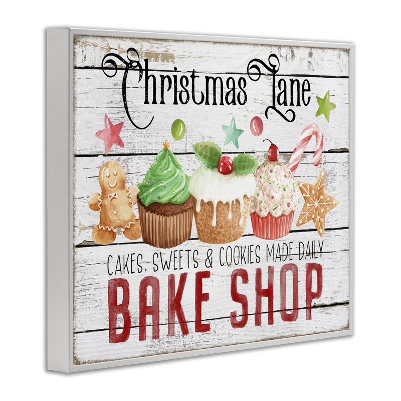 Art de giclée encadrée Christmas Lane Bake Shop par Creatif Belle, Estampe numérique encadrée blanc bord de mer