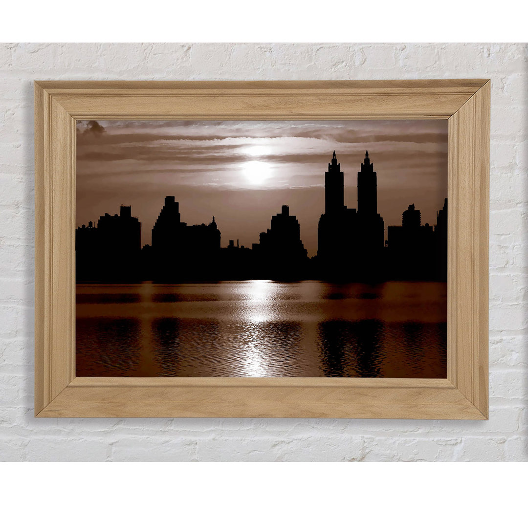 NYC Brown Skyline - Einzelner Bilderrahmen Kunstdrucke