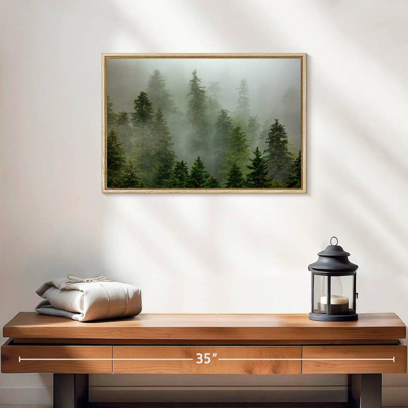 Alaska brumeux, 19 po x 13 po, Cadre flottant en bois naturel