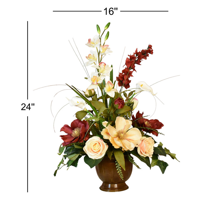 Faux Silk Arrangement in Vase
