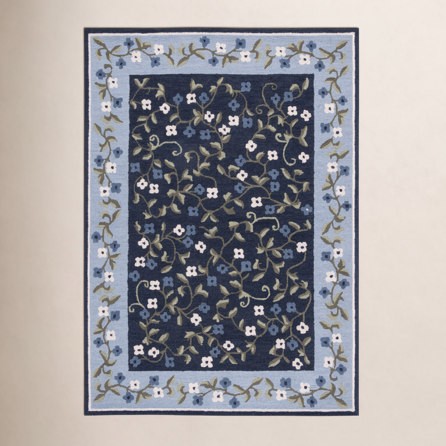 Hand-Tufted Wool Floral Outdoor Rug, Rectangle 9' x 12'