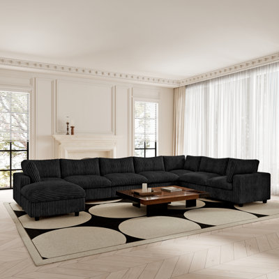 Canapé modulaire réversible en U 8 pièces avec repose-pieds amovible