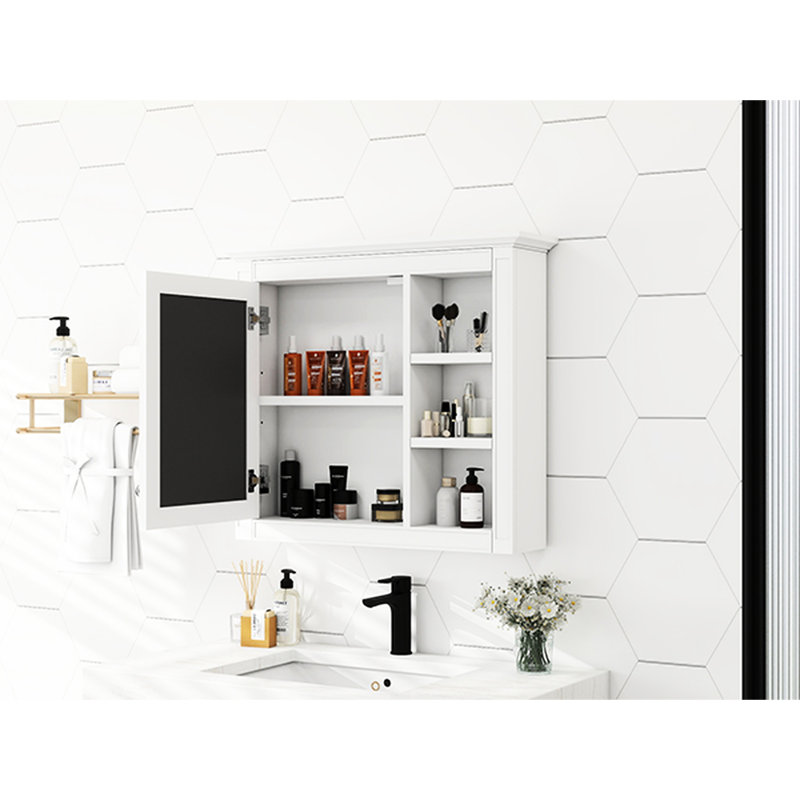 Armoire de salle de bain avec miroir, 30 po x 28 po, fixation murale, style moderne, fabrication avec miroir, construction, rangement dissimulé
