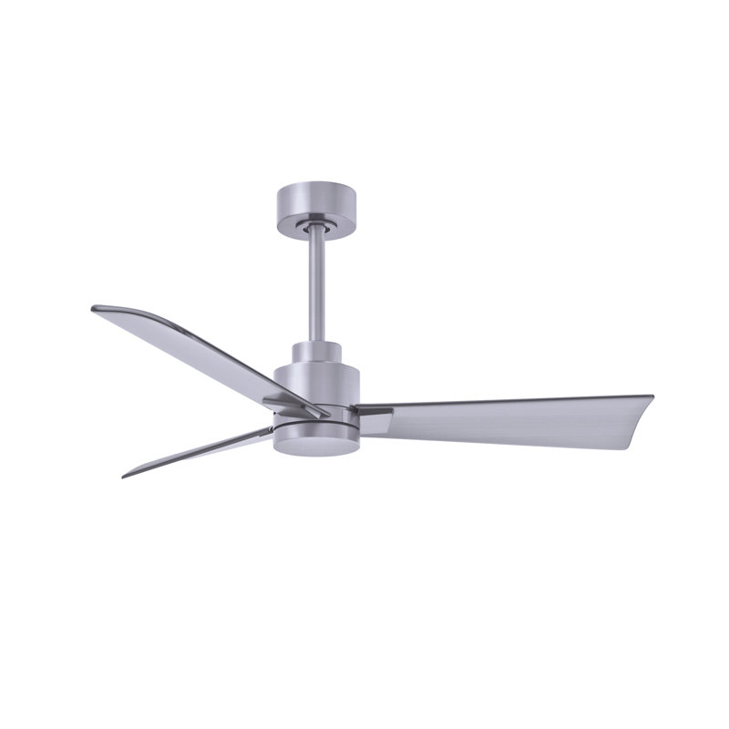 Alessandra Outdoor Downrod Ceiling Fan, Brushed Nickel, Brushed Nickel