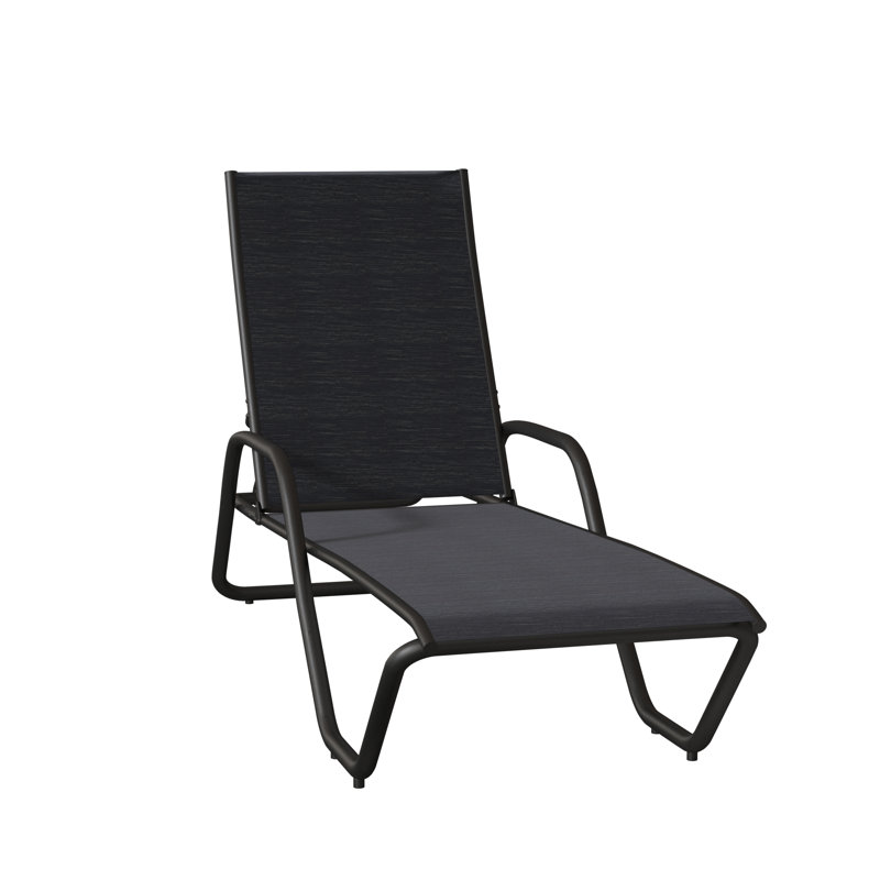 Outdoor Rust-Resistant Metal Chaise Lounge, Textured Desert, Collect Indigo