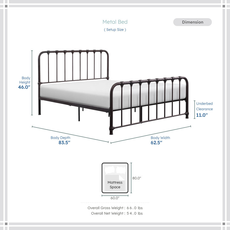 Anite Metal Platform Bed, Queen, Dark Bronze