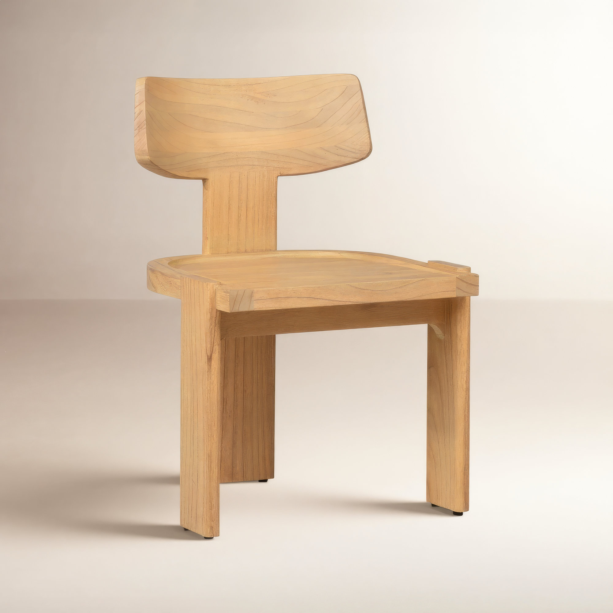 Geddes Solid Wood Tripod Dining Chair, Light Natural