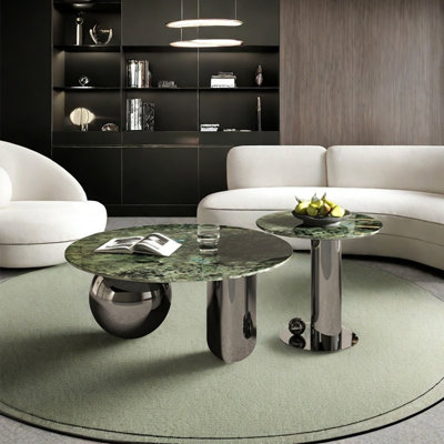 Light luxury stainless steel base coffee tables