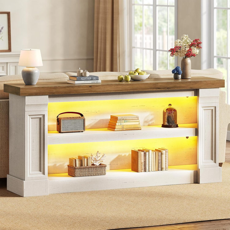 63" Farmhouse Console Table With 2 Drawers White, White