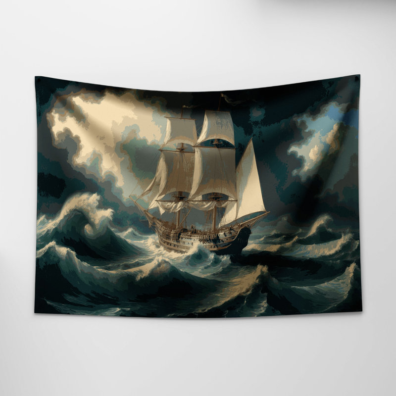 Tapisserie murale nautique moderne maritime, 68 po x 80 po