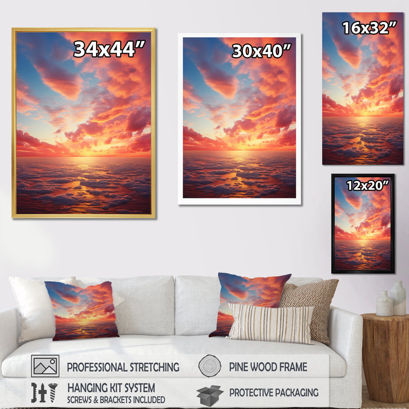 «Tillery Ocean Sunrise» sur toile, H 20 po x l 12 po x P 1 po, Cadre flottant noir