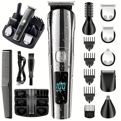 Ensemble de coiffeur multi-fonctionnel pour hommes, tondeuse à cheveux rechargeable sans fil USB, outil de coiffage pour tondeuse