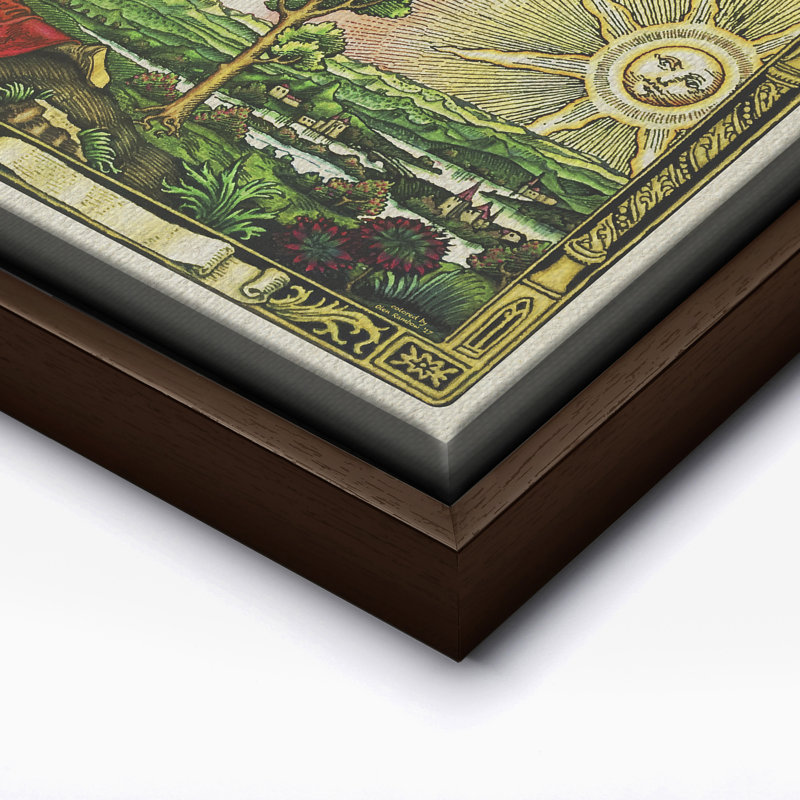 Flammarion gravant une carte de la terre, Canevas, H 18 po x l 24 po, Encadrement brun
