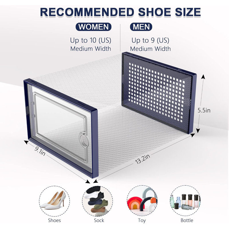 Stackable Shoe Organizers With Flip-Top Lids, Clear Plastic Shoe Storage Bins For Closet Or Under Bed, Ventilated And Durable Design For Easy Access And Space-Saving