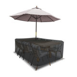 HeavyDuty Multipurpose Waterproof Outdoor Rectangle Dining Table &Chair Set Cover with Umbrella Hole