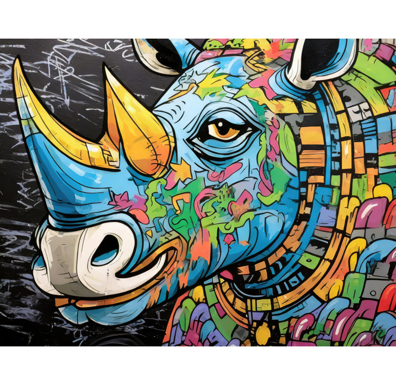 "Rhino Graffitianimals" sur toile, H 26 po x l 32 po