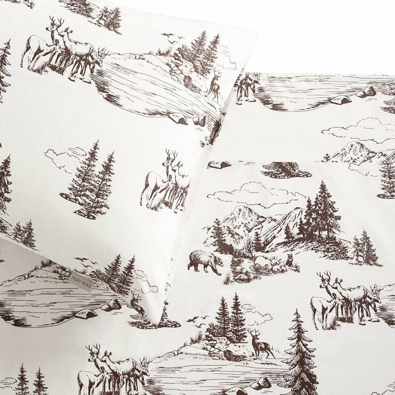 100% Cotton Sheet Set, Western Rustic Cabin Lodge Southwestern Bedding Set, King Sheet Set with 2 Pillowcases