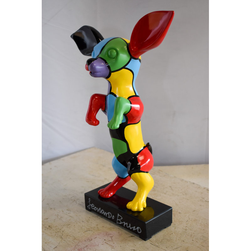 Eccleshall Geometric Colored Chihuahua on Hind Legs Resin Statue 13" x 8" x 18"H