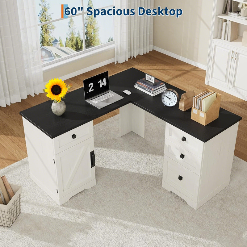 L-Shaped Computer Desk, Black