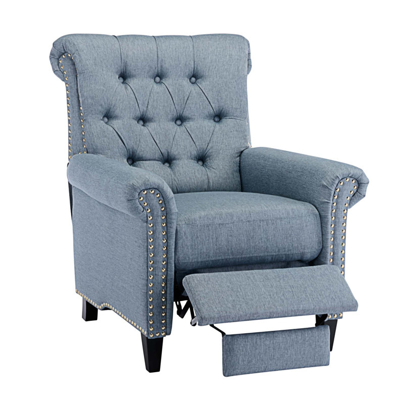 Fauteuil inclinable standard de 25,95 po Maricelda, Mélange de lin bleu