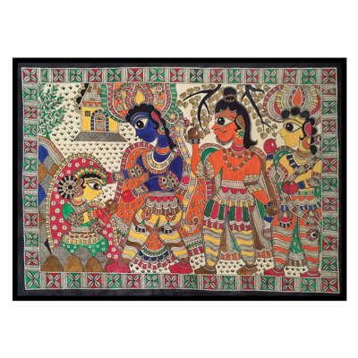 Ahilya Uddhar - Welfare Of Ahilya | Acrylic On Handmade Sheet | By Urwashi Nirala