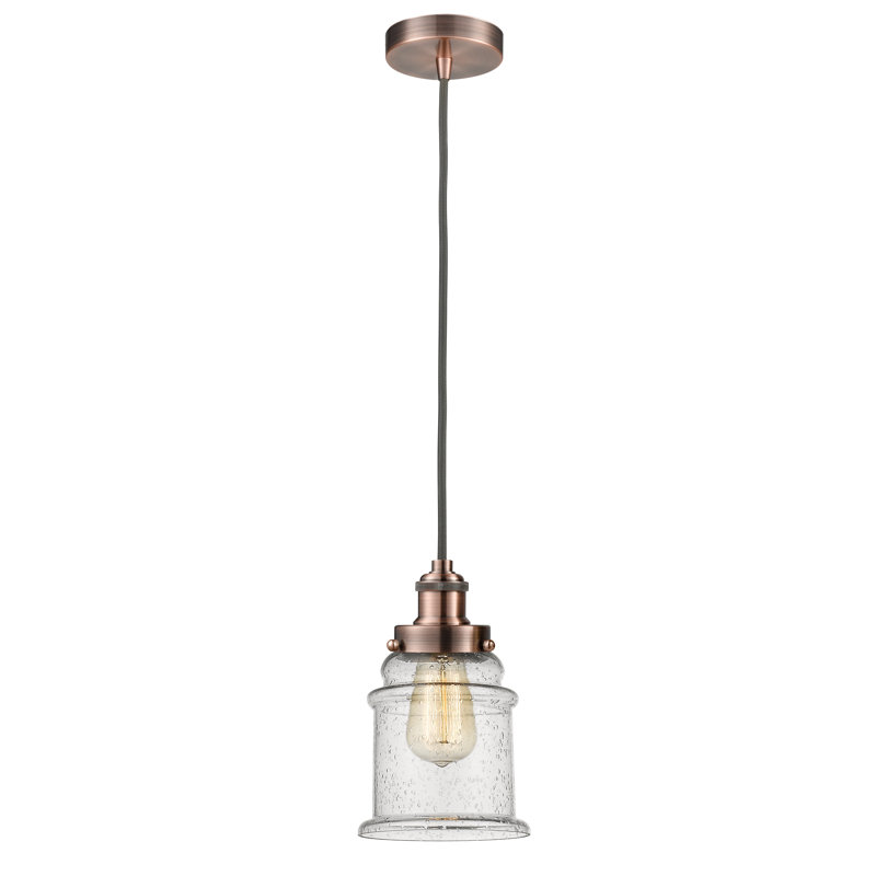 Luminaire suspendu en forme de cloche à 1 lumière Waterville, Cuivre antique / gris