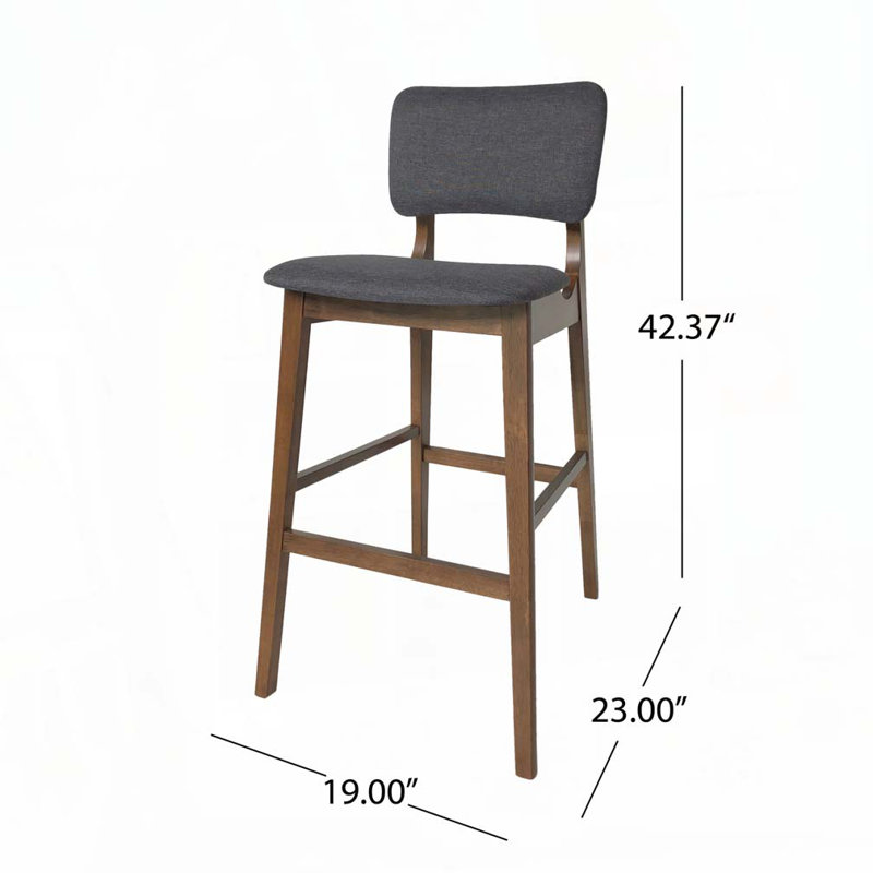 Ensemble de 2 tabourets de bar à structure en bois, Gris anthracite
