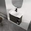 Meuble-lavabo moderne peu encombrant avec lavabo en céramique, conception compacte en chêne foncé
