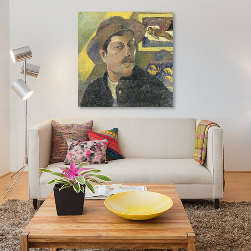 «Self Portrait with a Hat», reproduction sur toile, H 26 po x l 26 po x P 1,5 po, Toile tendue, Pas de tapis