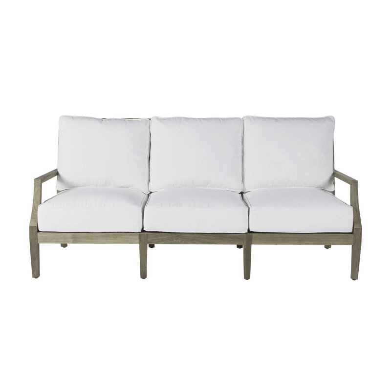 Haley Teak Patio Sofa with Cushions, Natural White, Oyster Teak, No welt + Standard fill