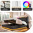 King Size Upholstered Bed, 360 Surround LED Function, Buttons/Apps/Remote Control, Hydraulic Storage Bed With USB Type-C Charging, Gray,Linen-1374292287-1374292282