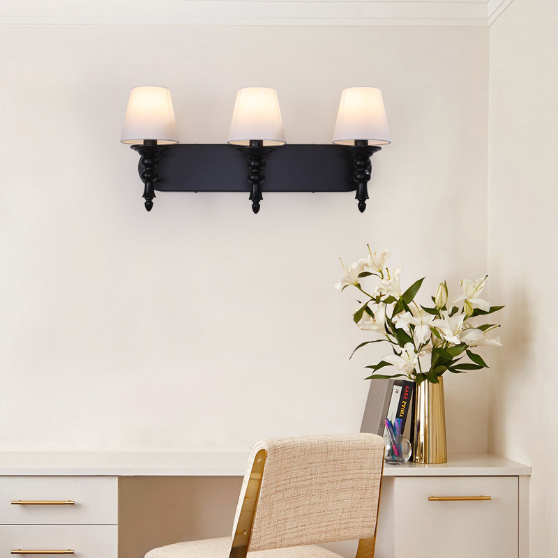 Éclairage pour salle de bain à 3 lumières à intensité variable, Noir mat, 3 Lights