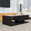 Table basse contemporaine ultrabrillante avec plateau en verre trempé et tiroir de rangement-1981474648