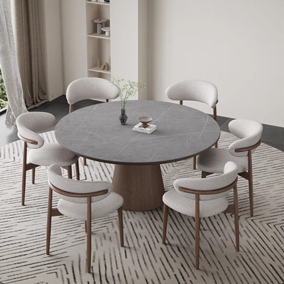 Modern Nordic Wood Rock-Plate Dining Table Chair Table