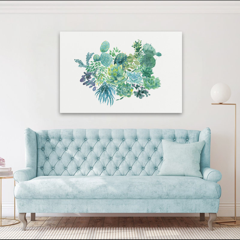 Paysage, nature, plantes, fleurs, cactus vert II, art mural, H 40 po x l 60 po