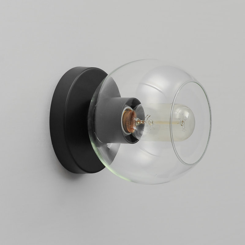 Glass Semi Flush Mount, Black