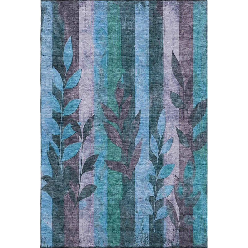 Premium Machine Washable Mayfield AMF1871 Floral Rug, Rectangle 3' x 5'