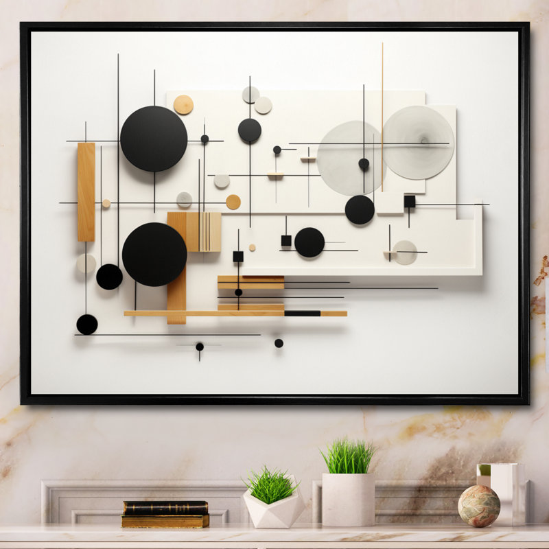 «Beige suprématisme minimaliste Exploration II», reproduction, Cadre flottant noir, H 24 po x l 32 po x P 1 po