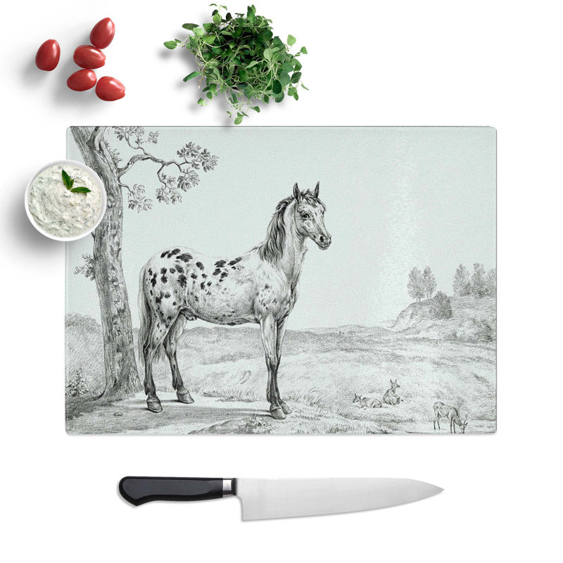 Glass Mottled Horse by Jean Bernard Chopping Board, 39 cm W x 28.5 cm L