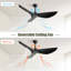 52 Inch Indoor Ceiling Fan No Light With 6 Speed Remote Control 3 ABS Blades Reversible DC Motor