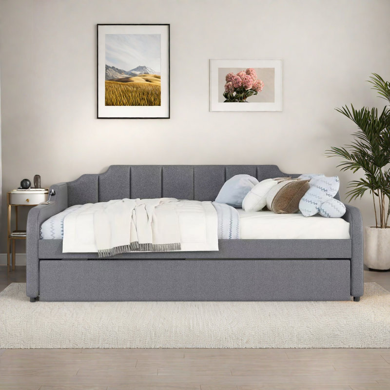 Upholstery Daybed With Trundle And Usb Charging Design