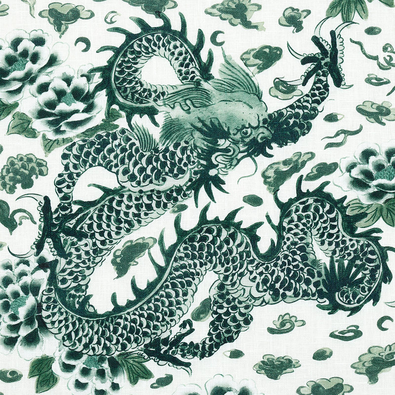 Schumacher x Mary McDonald Empress Dragon Fabric, Emerald