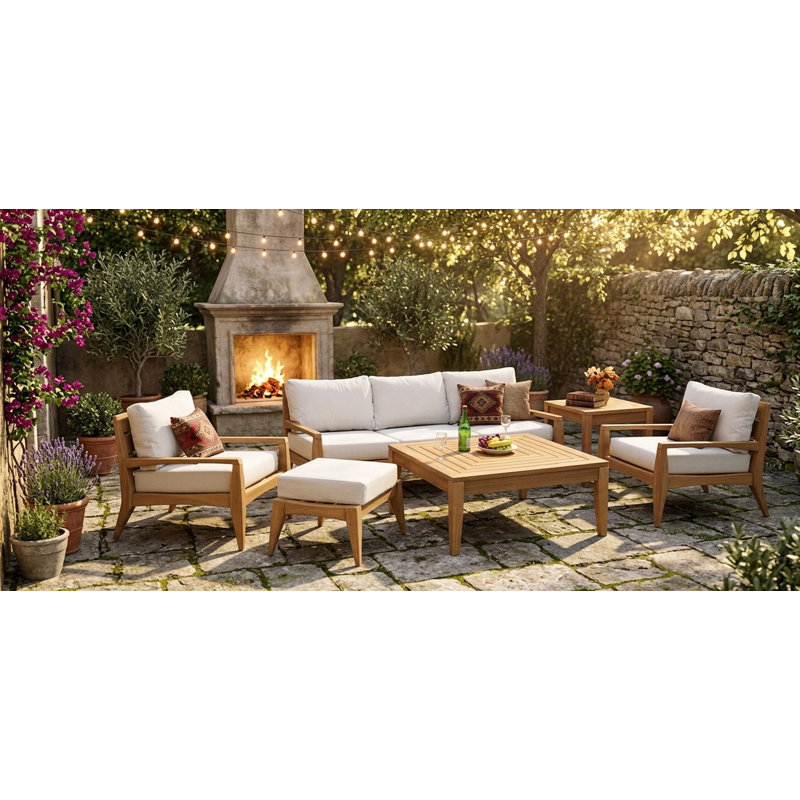 Noida 80 de large, 5 Pcs: Table, 2 Armchairs, Sofa, Side Table