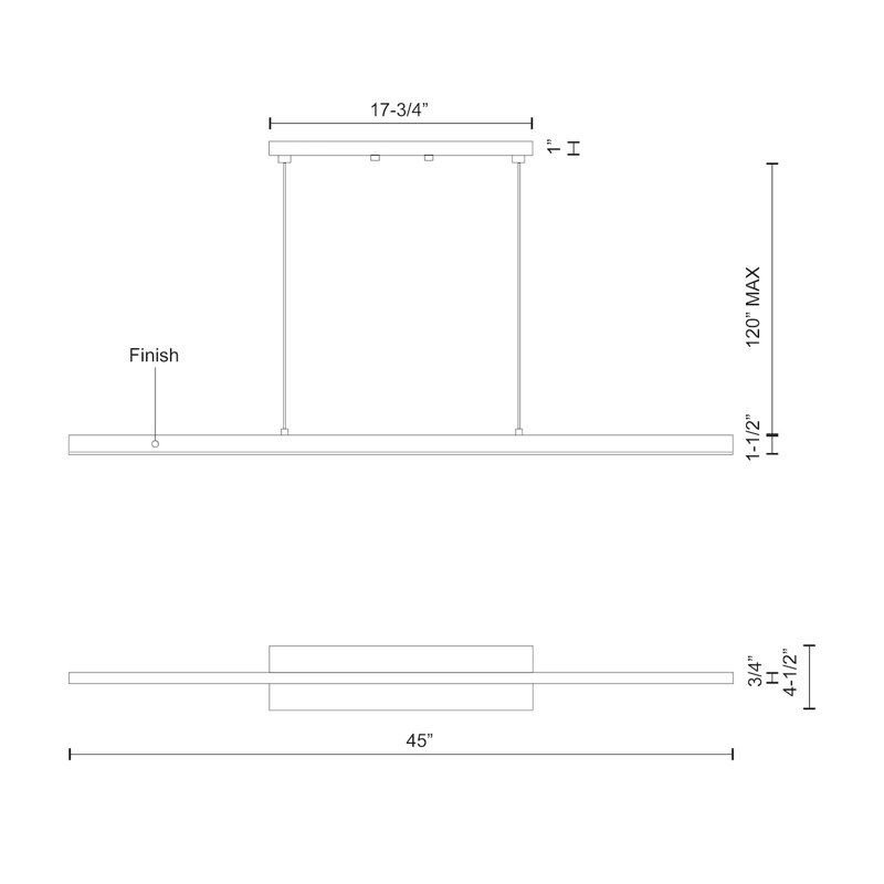 Vega 1 - Light LED Pendant, 122.5" H x 45" W x 1.5" D, White