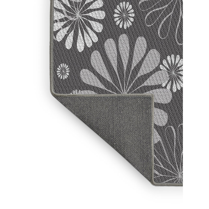 Tapis gris à motif floral Israël, Rectangle 5 pi x 7 pi