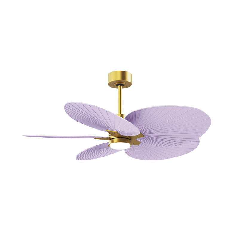 Alessandra - Ventilateur de plafond à cinq pales - DEL intégrée, Laiton brossé, Lilas