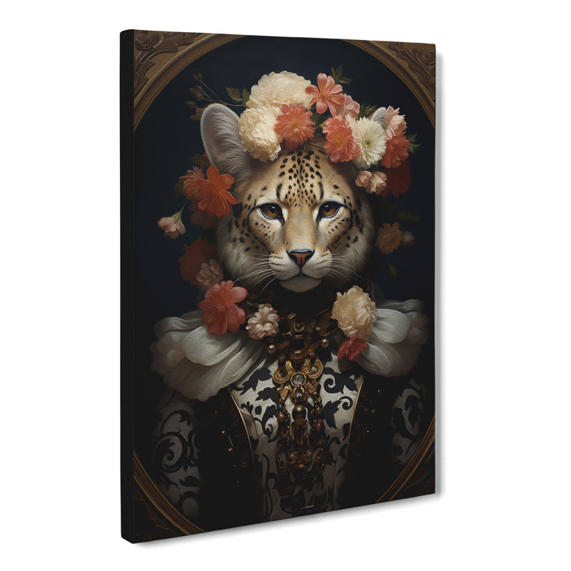 Cheetah Rococo Art - Print, 60cm H x 40cm W x 3cm D