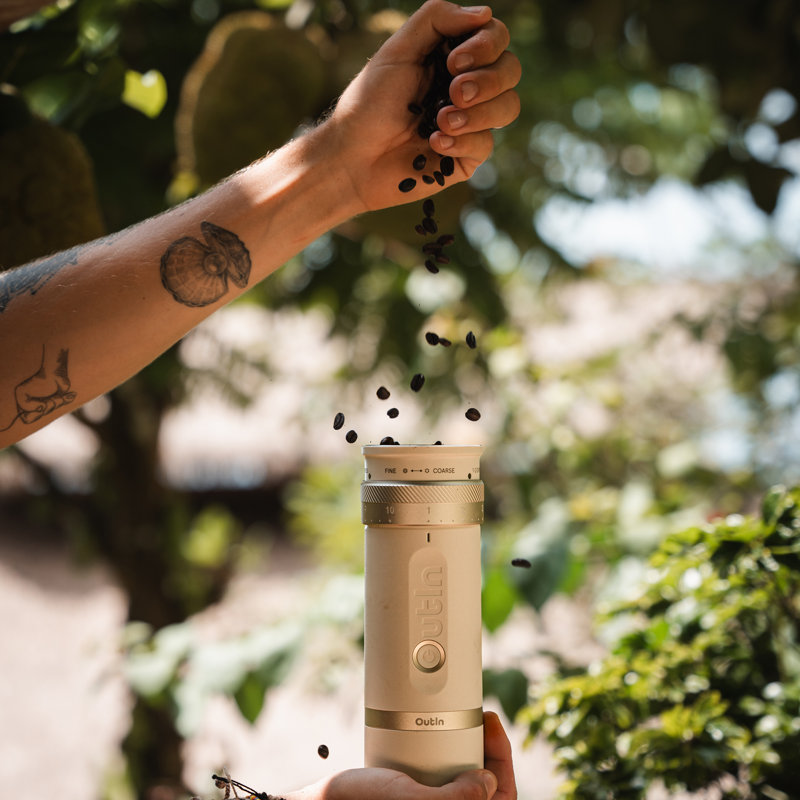 OutIn Fino Coffee Grinder, Sandstone White