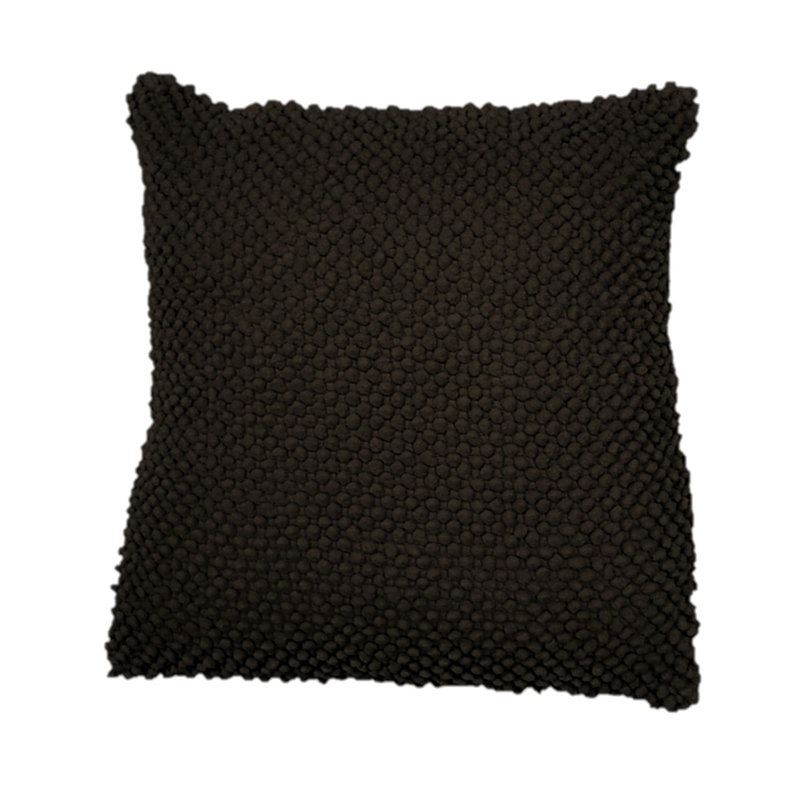 Felt Ball Square 100% Cotton Pillow Cover & Insert, Brown