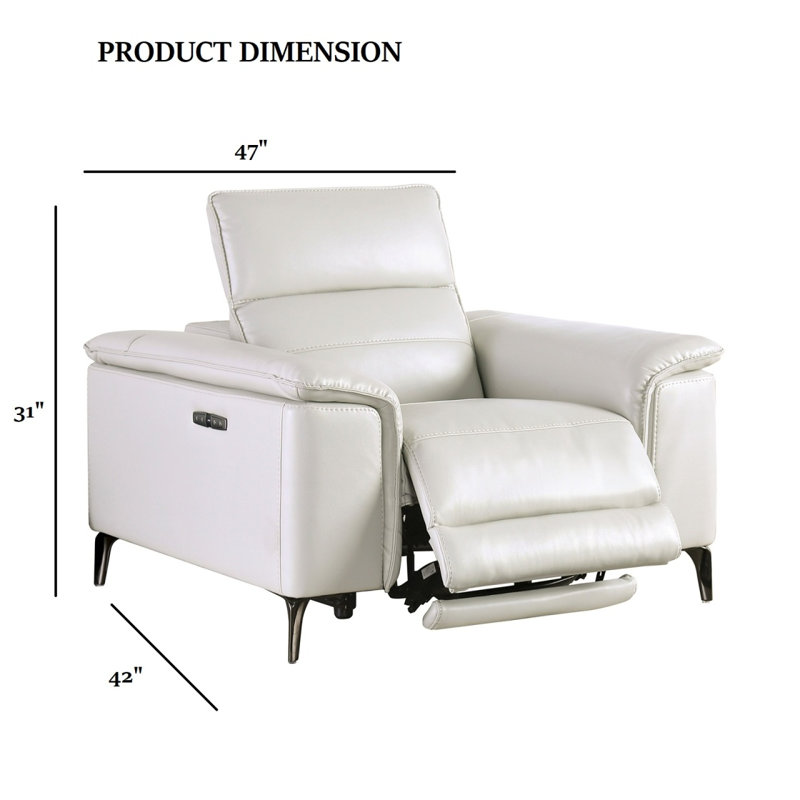 Light Taupe Finish Contemporary Style Power Recliner Pillow Top Arms Metal Legs Extendable Footrest And Headrest Hardwood Frame Primary Living Room